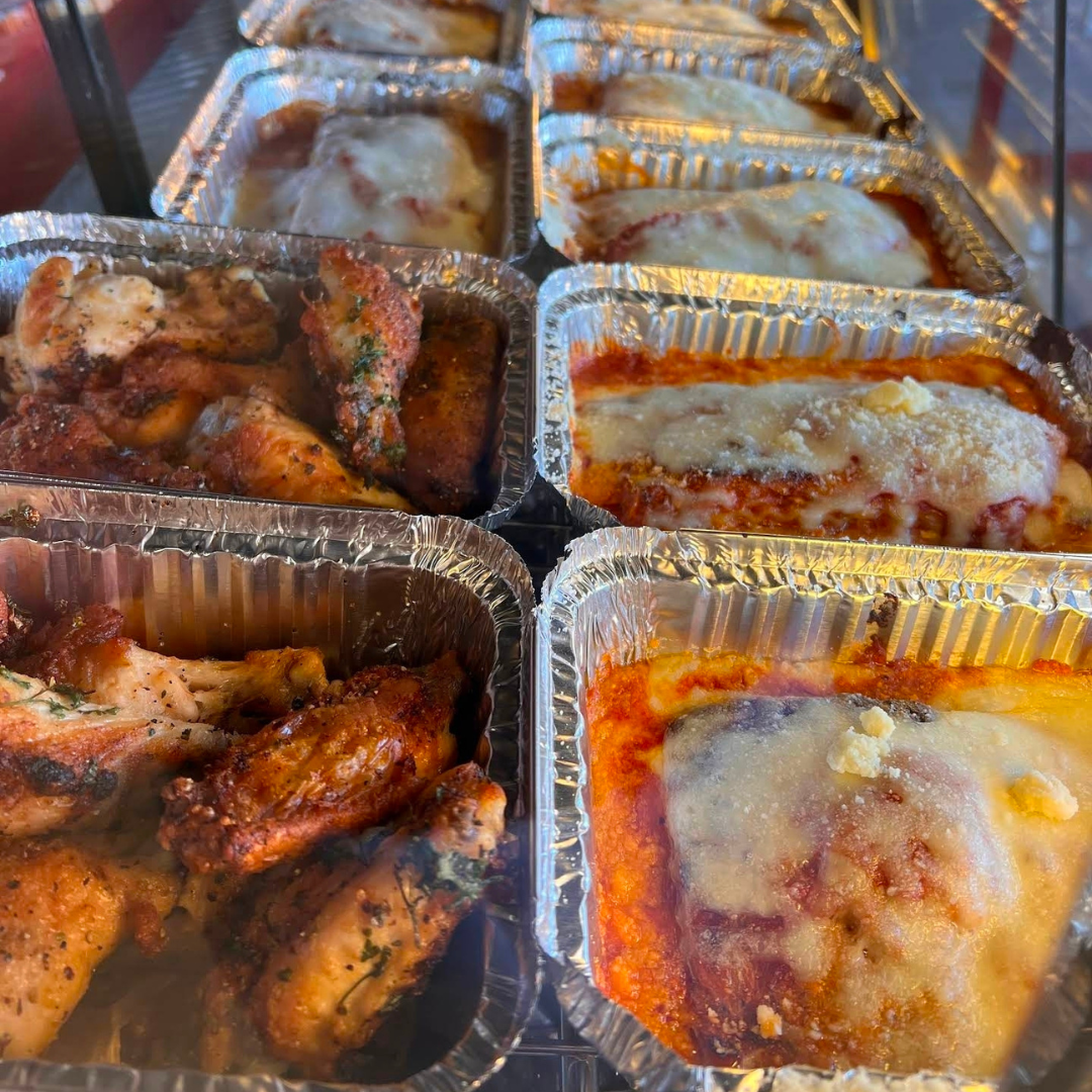 chicken wings and lasagna